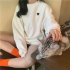 Heart Embroidered Loose-fit Sweatshirt