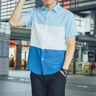 Short Sleeve Color-block Shirt