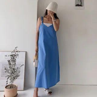 Frilled-strap Long A-line Dress