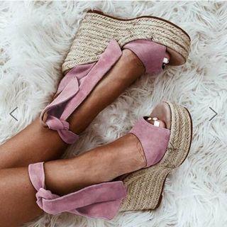 Ankle Wrap Espadrille Wedge Platform Sandals