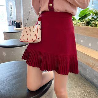 Accordion Pleated Hem Mini A-line Skirt