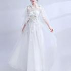 Elbow-sleeve Butterfly Wedding Gown