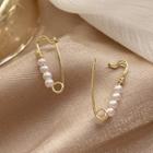 Safety Pin Faux Pearl Alloy Earring 1 Pair - Gold - One Size