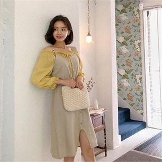 Button-front A-line Pinafore Dress