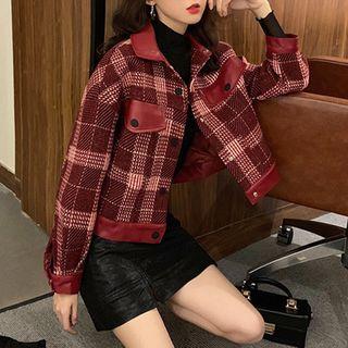 Long-sleeve T-shirt / Plaid Buttoned Jacket / Jumper Dress