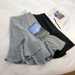 Asymmetrical Ruffle Hem A-line Skirt