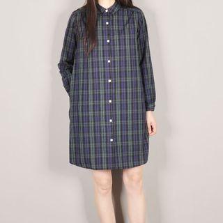 Plaid / Striped Long-sleeve Shirt Dress