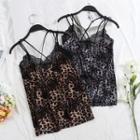 Plain / Leopard Print Lace Panel Camisole