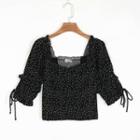 Square-neck Dotted Cropped Blouse