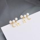 Faux Pearl Star Moon Drop Earring 1 Pair - Es753 - One Size