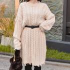 Fringed-trim Cable-knit Dress