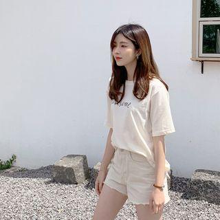 Lovesome Letter-printed T-shirt Cream - One Size