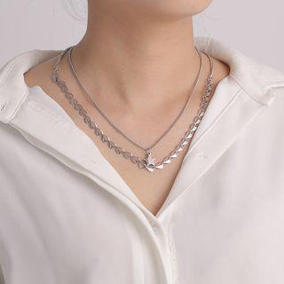 Layered Star Pendant Chain Necklace As Shown In Figure - One Size