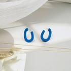 Matte Alloy Open Hoop Earring 1 Pair - E1643-7 - Blue - One Size