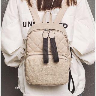 Linen Blend Quilted Backpack