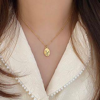 Oval Pendant Stainless Steel Necklace Gold - One Size