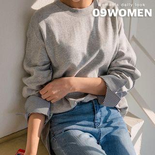 Plus Size Stripe-detail Sweatshirt