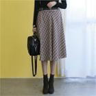 A-line Plaid Skirt With Belt