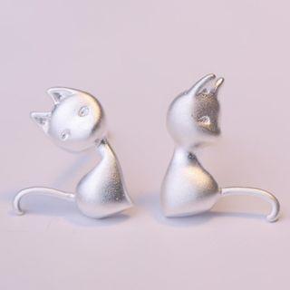 Asymmetric Cat Ear Stud Silver - One Size