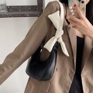 Bow Accent Shoulder Bag Black - One Size