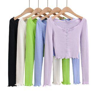 Lettuce Edge Button-up Knit Top