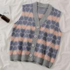 Jacquard Button Knit Vest As Shown In Figure - One Size
