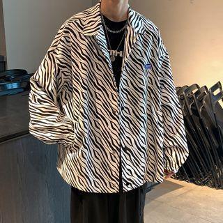Long-sleeve Zebra Print Shirt Jacket