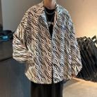 Long-sleeve Zebra Print Shirt Jacket