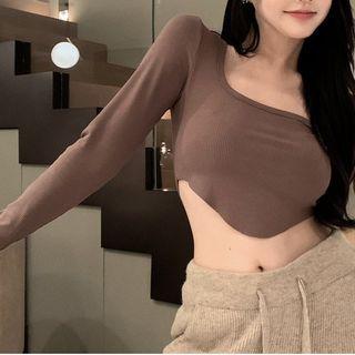 Long Sleeve U-neck Crop Top