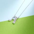 925 Sterling Silver Fashion Personality English Alphabet A Cubic Zircon Necklace Silver - One Size