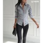 Contrast-trim Striped Slim-fit Shirt