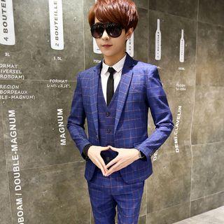 Set: Check Blazer + Vest + Trousers