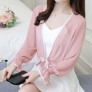 Contrast Trim Chiffon Light Jacket