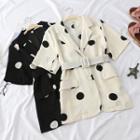 Short-sleeve Dotted Belt-waist Top