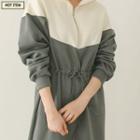Two-tone Maxi Anorak Pullover Dress