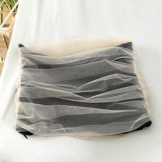 Sheer Panel Strapless Top Almond - One Size