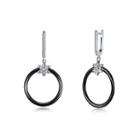 925 Sterling Silver Circle Earrings With Austrian Element Crystal Silver - One Size