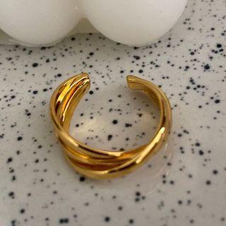 Layered Stainless Steel Ring K70 - Gold - One Size