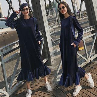 Velvet Midi Sweatshirt Dress