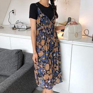 Spaghetti Strap Floral Pinafore Dress