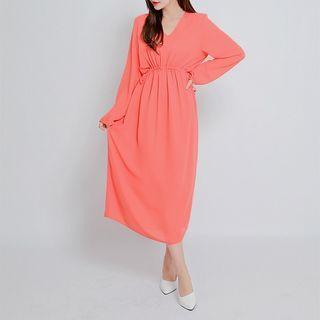 [lovb] Drawcord-waist Maxi Chiffon Dress