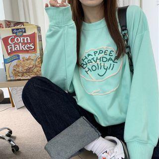 Lettering Sweatshirt Aqua Green - One Size