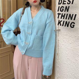 V-neck Bow Cardigan