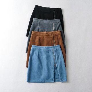 Zip-up Corduroy Skirt