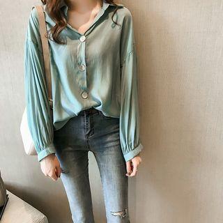 Plain Thin Long Sleeve Blouse