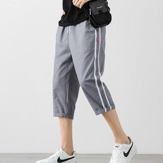 Contrast Trim Capri Tapered Pants