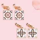 Patterned Alloy Square Dangle Earring