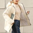 Applique Hooded Padded Coat Almond - One Size