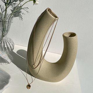 Set: Pendant Layering Chain Necklace Gold - One Size