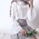 Bell-sleeve Frill Trim Blouse